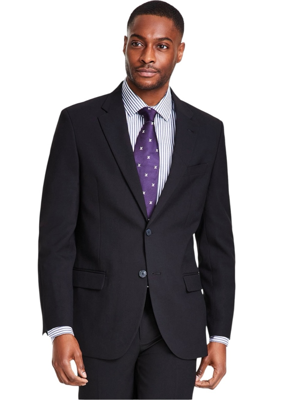 NAUTICA Men's Suit Blazer Modern-Fit Bi-Stretch Solid Black Size 38S